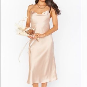 Show Me Your Mumu Bridesmaid Dress Champagne Luxe Verona Cowl Neck